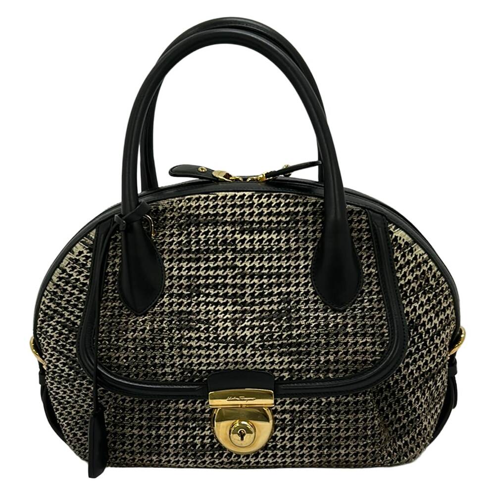 Salvatore Ferragamo Medium Fiamma Handbag Light gray Black